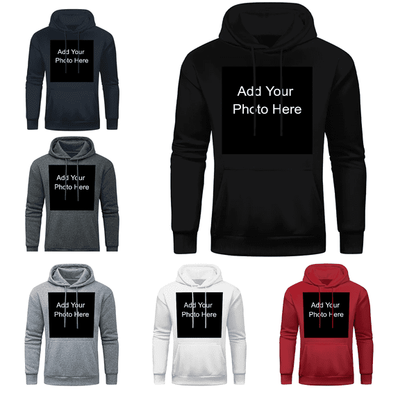 Custom Photo Hoodie Personalized with Your Design, Sizes S to 3XL for Everyday Wear,Custom Hoodie for Men & Women (Black)