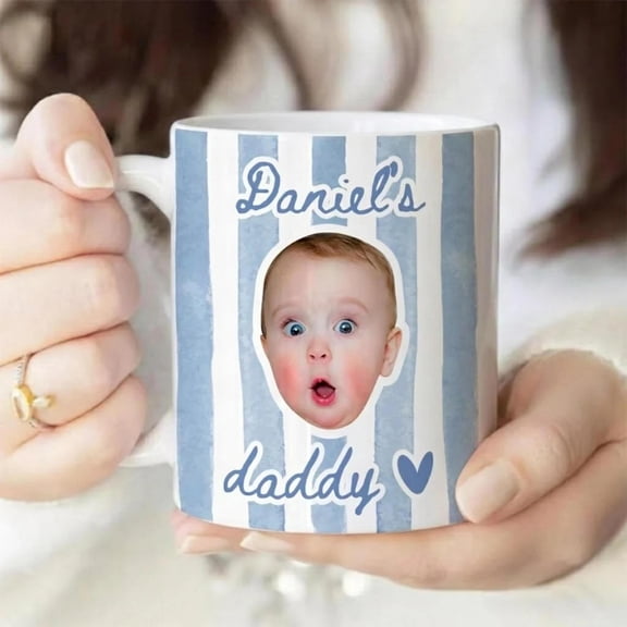 Custom Photo Kid Face, Personalized Custom Mug, Gift For Grandma, Grandpa, Mom, Dad, Bekilab Ceramic Coffee Mug, 11oz 15oz Gift