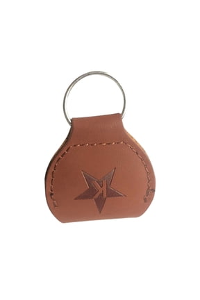 Custom Photo Leather Keychain with Star Stamp (Brown) - Personalized Pocket Hug Picture Keyring, PU Leather Photo Keepsake Gift for Men & Lovers