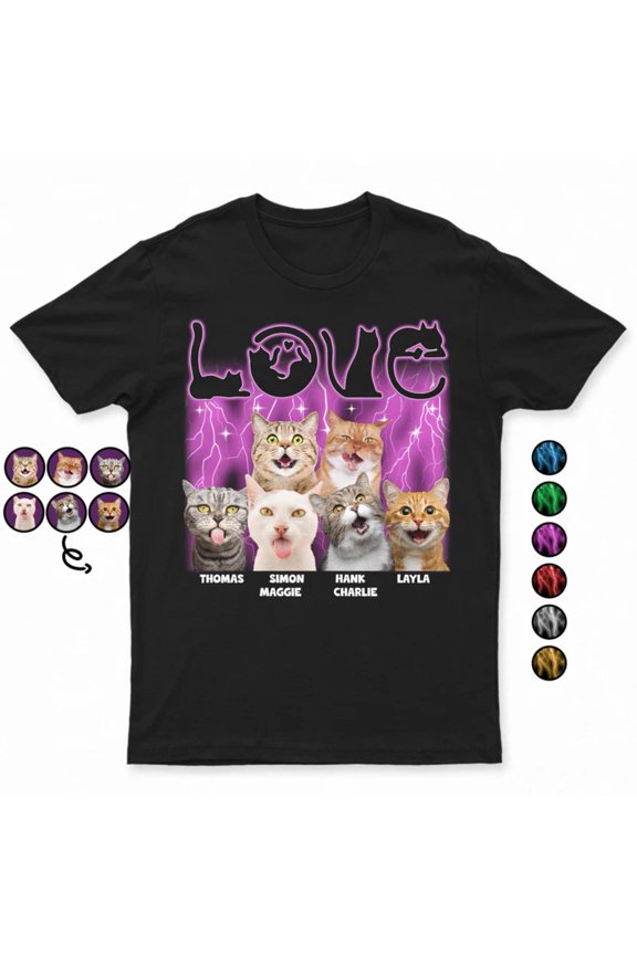 Custom Photo Love Cats - Gift For Cat Lovers, Cat Mom, Cat Dad, ANANDHIS-Shirts