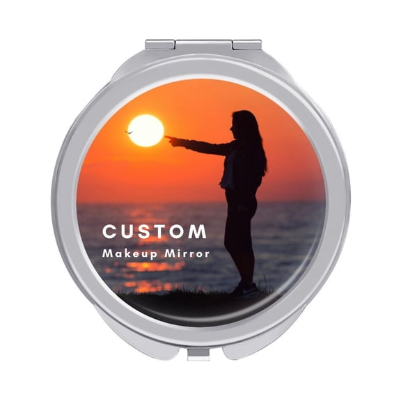 Custom Photo Makeup Mirror - Handheld, Foldable, Portable Travel Mirror for Purse and Pocket, 2.4" - Ideal for Gifts