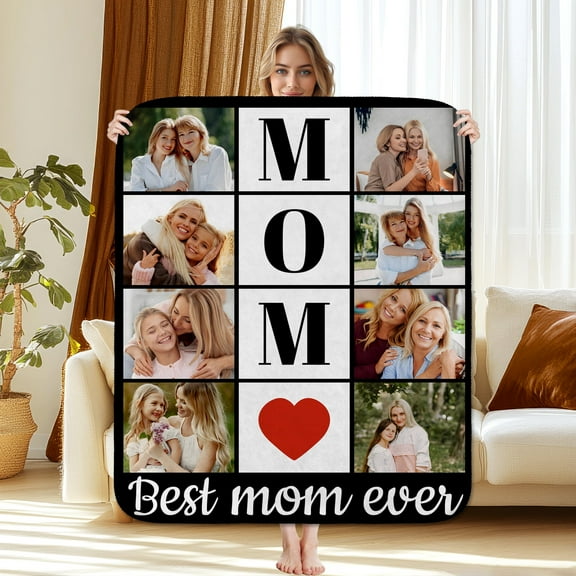 Custom Photo Mom Blanket - Birthday Gifts for Mom from Daughter, Son - Mother Birthday Gifts - to My Mothers Throw Blanket 30"x40"