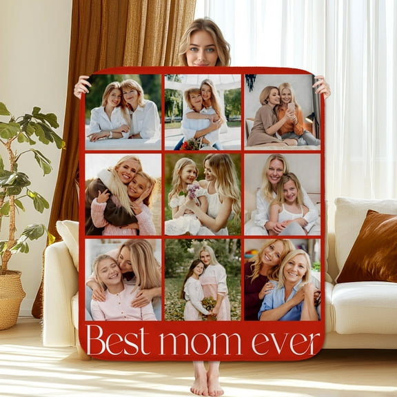 Custom Photo Mom Blanket - Birthday Gifts for Mom from Daughter, Son - Mother Birthday Gifts - to My Mothers Throw Blanket 30"x40"