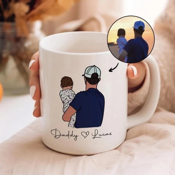 Custom Photo Mug For Dad, Personalized Dad Portrait, Bekilab, 11oz-15oz Mug