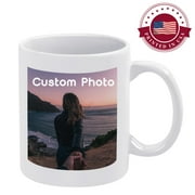 Custom Photo Mug, Personalized Ceramic Coffee Cup with Your Picture, Printed in USA, 11oz