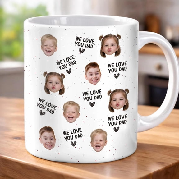 Custom Photo Mug Personalized Father'S Day, Baby Shower, Gender Reveal Gifts For New Dads, New Grandpas Dad’S Favorite Faces Forever, Bekilab Ceramic Coffee Mug, 11oz 15oz Gift