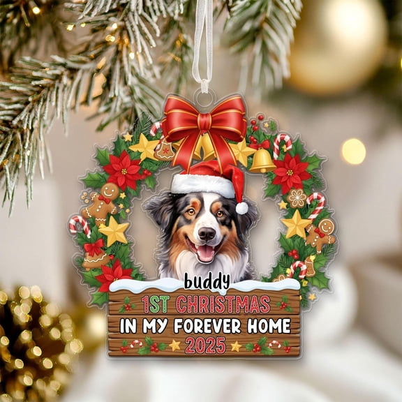 Custom Photo My 1st Christmas In My Forever Home, Custom Cat Dog Picture Ornament, Pet Keepsake Gift for Dog Lovers, Dog Cat Ornament 2025