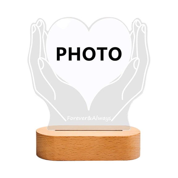 Custom Photo Night Light with Warm Glow, White 20cm, Plastic, Personalized Picture, USB Powered, For Anniversary Birthday Wedding Gift