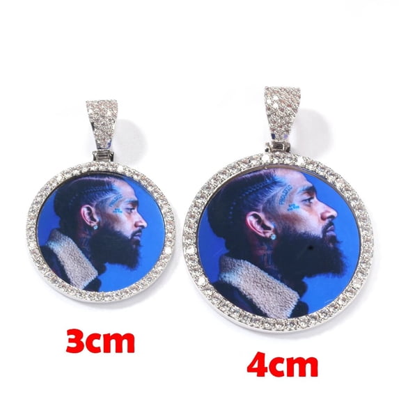 Custom Photo Pendant With Picture Charm Necklace Round And Wing Men HipHop Jewelry For Gift Tennis Chain SH