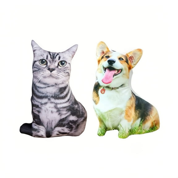 Custom Photo Pet Throw Pillow Shaped Like Your Dog Cat, Memorial and Birthday Gifts for Pet Lovers