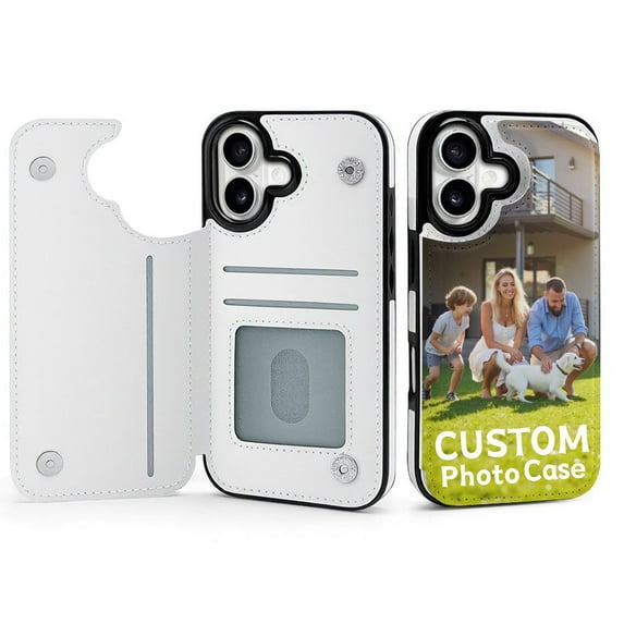 Custom Photo Phone Case for iPhone 17, Personalized Flip Wallet Phone Case with Card Slots