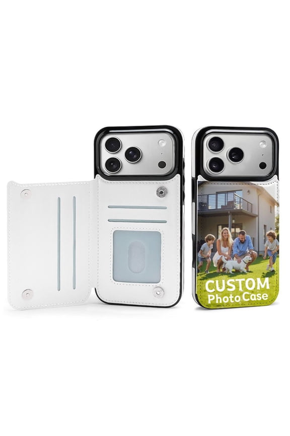 Custom Photo Phone Case for iPhone 17 Pro Max, Personalized Flip Wallet Phone Case with Card Slots
