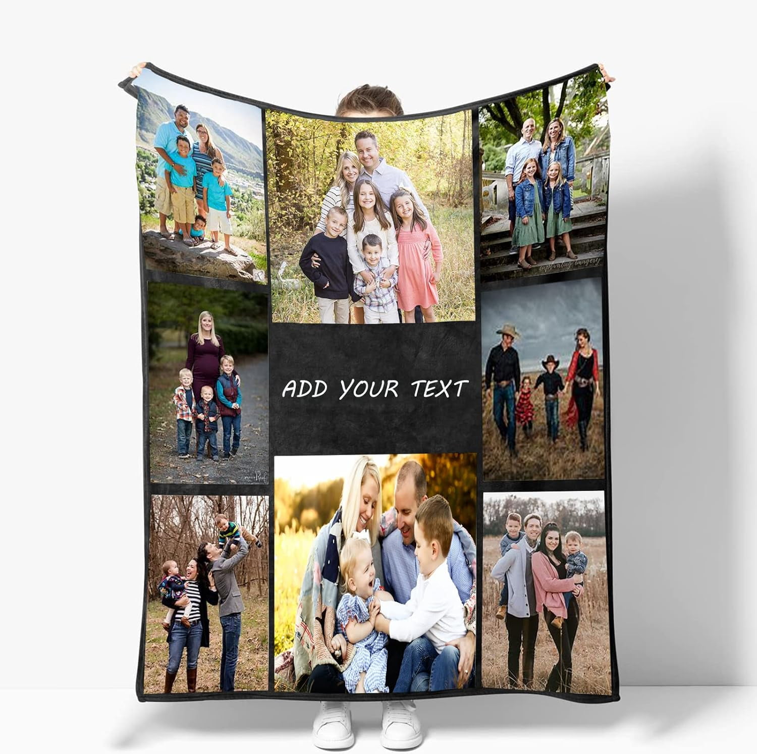 Custom Photo Picture Blanket, Personalised Blanket with Text Collage ...