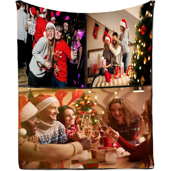 Custom Photo Picture Blanket, Personalised Blanket with Text Collage Pictures, Soft Custom Blanket Gifts, for Kid Mum Dad Friend Couple Birthday Wedding Gift