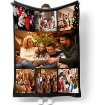 Custom Photo Picture Blanket, Personalised Blanket with Text Collage Pictures, Soft Custom Blanket Gifts, for Kid Mum Dad Friend Couple Birthday Wedding Gift