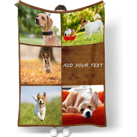 Custom Photo Picture Blanket, Personalised Blanket with Text Collage Pictures, Soft Custom Blanket Gifts, for Kid Mum Dad Friend Couple Birthday Wedding Gift