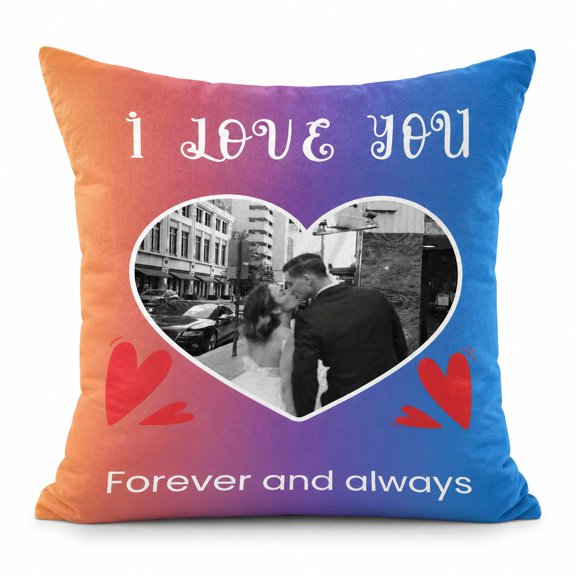 Custom Photo Pillow Cover, Pillow Case for Partners, Love Theme Personalized Keepsake Gift, Home Decor 16x16 Inch