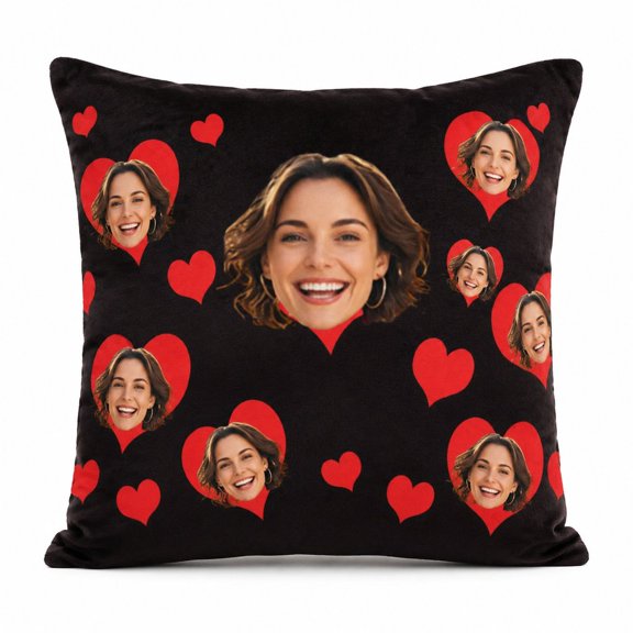 Custom Photo Pillow Cover, Pillow Case with Heart, themed Design, Personalized Gift for Partner, Home Decor 16x16 Inch