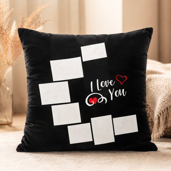 Custom Photo Pillow Cover, Pillow Case with "I Love You" Design, Personalized Gift for Partner, Home Decor 16x16 Inch