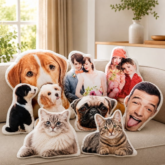 Custom Photo Pillow, Full Body, 8 in, Personalized Shaped Pillow for Loved Ones or Pets