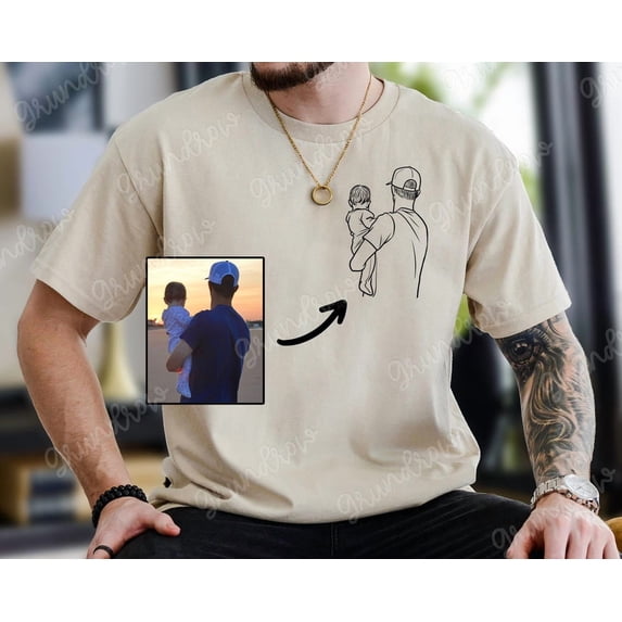 Custom Photo Portrait Personalized Dad Gift T-shirt