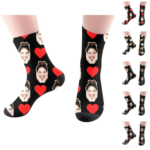 Custom Photo Printed Compression Socks for Women â Personalized Gift Design, Funny and Unique Style, for Birthdays, Holidays, or Couple Matching Looks
