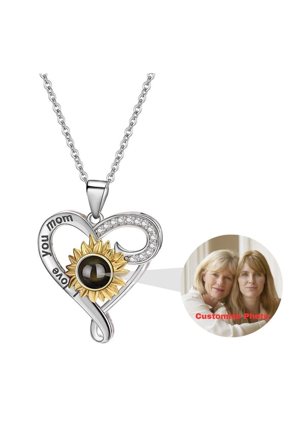 Custom Photo Projection Necklace for Mom, Customized Moms Birthday Gift and Mother's Day Gift, 925 Sterling Silver