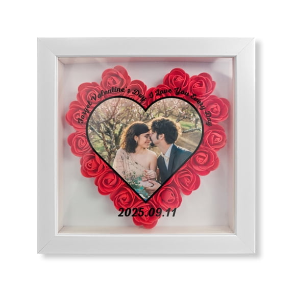 Custom Photo Rose Flower Shadow Box, Personalized Handcraft Gifts for Christmas, Mothers Day, Valentines Day, Weddings, Birthdays
