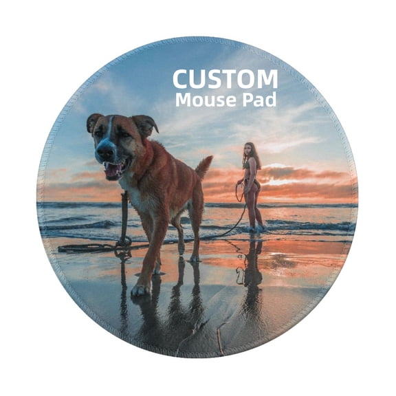 Custom Photo Round Mouse Pad, Smooth Polyester Surface, Non-Slip Rubber Base, Precision Stitched Edges, 8 x 8 Inch, Personalized Desk Accessory for Office, Gaming, Study