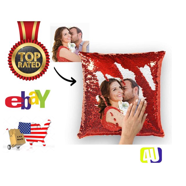 Custom Photo Sequin Pillow Case Mermaid Pillow Case Magic Reversible