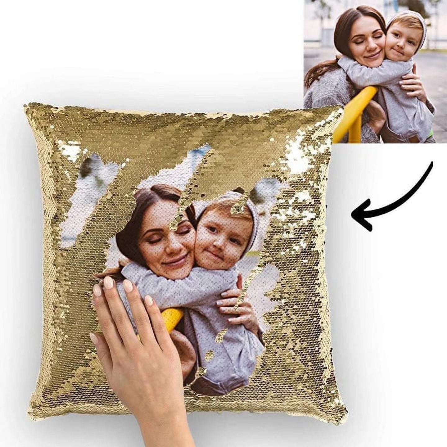 Custom Photo Magic Sequins Pillow, Sequin Picture Pillow, Glitter Pillow  With Hidden Picture - MyCustomTireCover