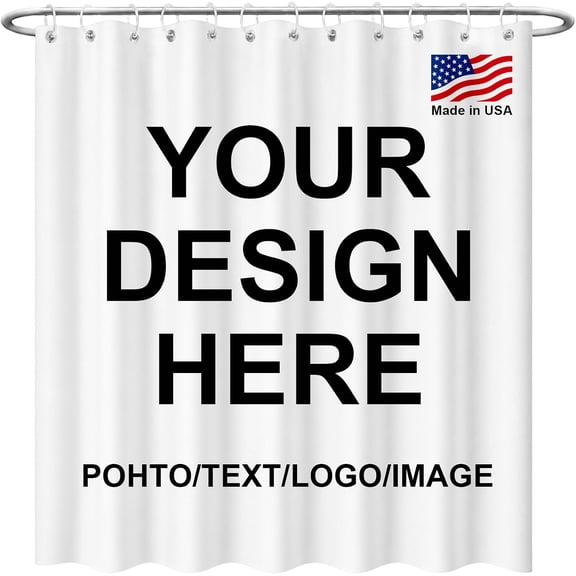 Custom Photo Shower Curtain, Personalized Image Text Print GlowintheDark Waterproof Polyester Bathroom Curtain With Hooks