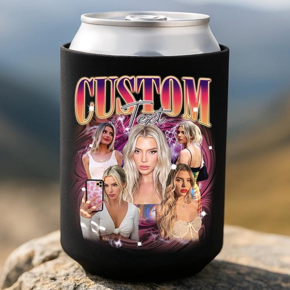 Custom Photo Text Can Cooler Personalized Picture Slim Can Custom Image Can Funny Birthday