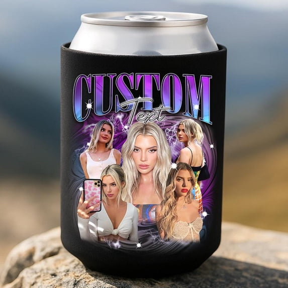 Custom Photo Text Can Cooler Personalized Picture Slim Can Custom Image Can Funny Birthday