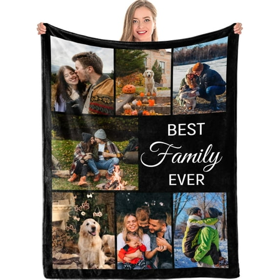 Custom Photo Throw Blanket Customized Pictures Blanket Personalized Soft Fleece Blanket for Family Wedding Birthday Christmas Valentines Day Gifts for Women Him Her