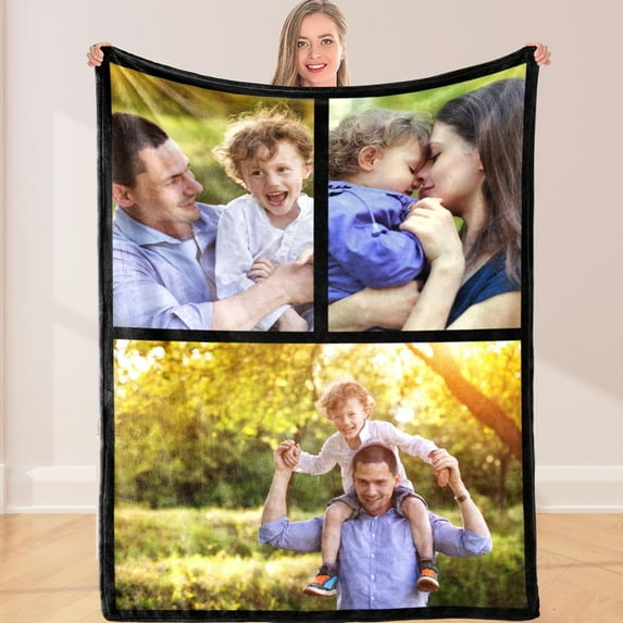 Custom Photo Throw Blanket Customized Pictures Blanket Personalized Soft Fleece Blanket for Family Wedding Birthday Christmas Valentines Day Gifts for Women Him Her