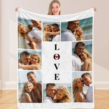Custom Photo Throw Blanket Customized Pictures Blanket Personalized Soft Fleece Blanket for Family Wedding Birthday Christmas Valentines Day Gifts for Women Him Her
