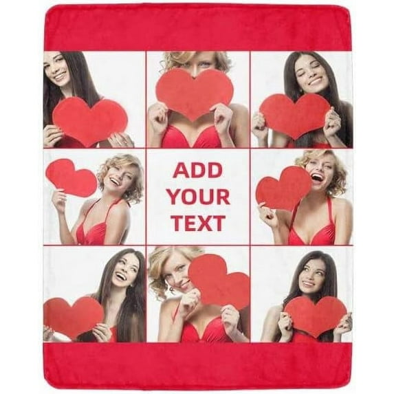 Custom Photo Throw Blanket Customized Pictures Blanket Personalized Soft Fleece Blanket for Family Wedding Birthday Christmas Valentines Day Gifts for Women Him Her Blankets