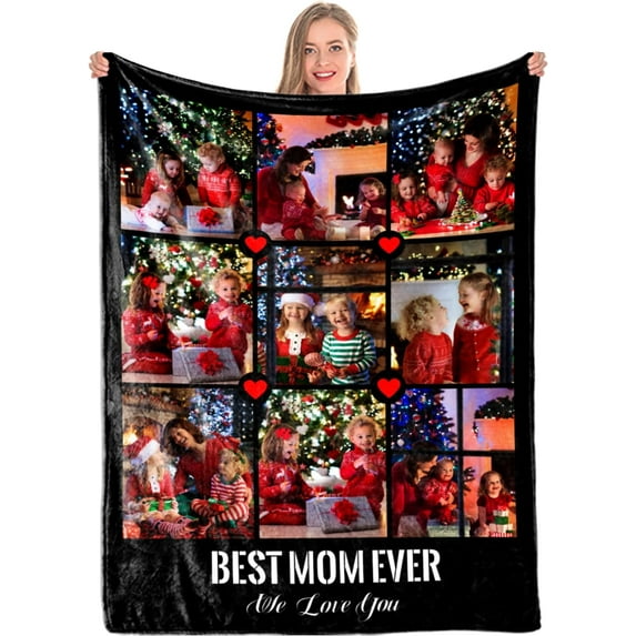 Custom Photo Throw Blanket Customized Pictures Blanket Personalized Soft Fleece Blanket for Family Wedding Birthday Christmas Valentines Day Gifts for Women Him Her Blankets
