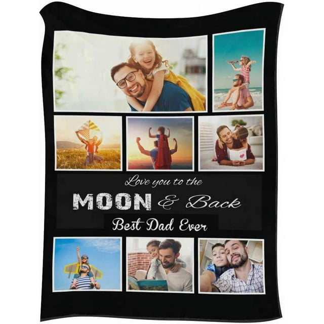 Custom Photo Throw Blanket for Dad Personalized Happy Fathers Day