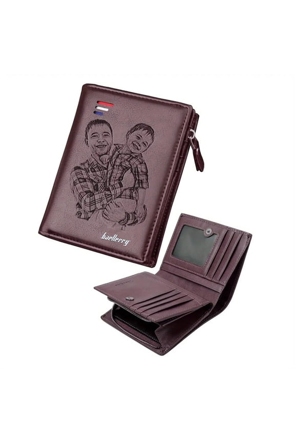 Custom Photo Wallet Men's Classic PU Leather Bi-Fold Personalized Wallet Wallet Clip, Personalized Gift for Dad/Husband/Son/BF