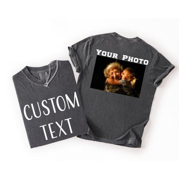 Custom Photo and Text TShirt Front and Back Personalized Tee Picture Shirt Two Sided Custo