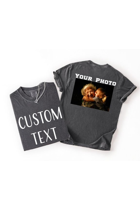 Custom Photo and Text TShirt Front and Back Personalized Tee Picture Shirt Two Sided Custo