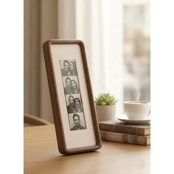 Custom Photobooth Frame, Photo Strip Frame, Walnut Wood Picture Frame, Ready to Hang, Colored Mount, Autophotomat Print Frame