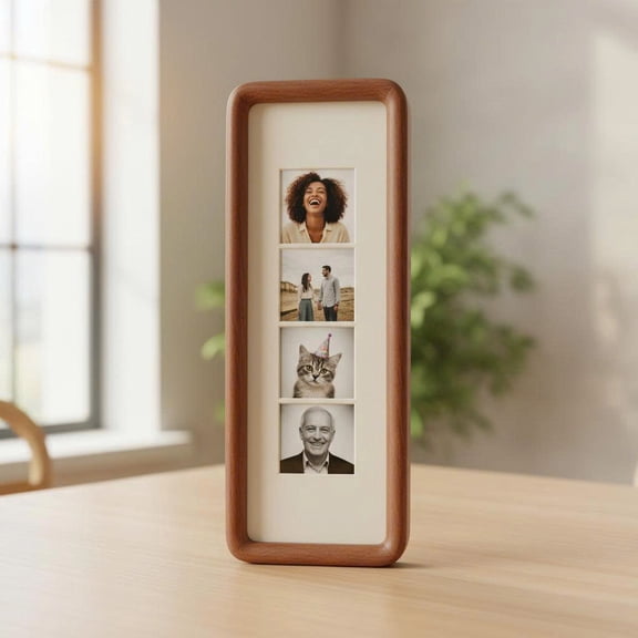 Custom Photobooth Frame, Photo Strip Frame, Walnut Wood Picture Frame, Ready to Hang, Colored Mount, Autophotomat Print Frame