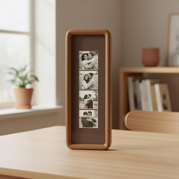 Custom Photobooth Frame, Photo Strip Frame, Walnut Wood Picture Frame, Ready to Hang, Colored Mount, Autophotomat Print Frame