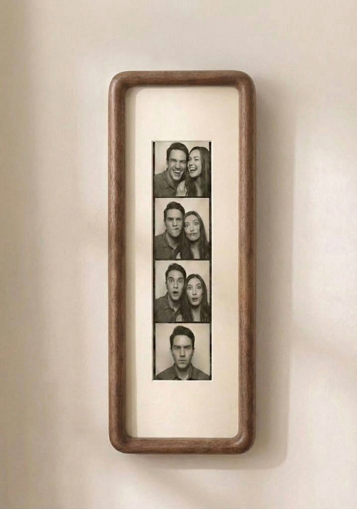 Custom Photobooth Frame, Photo Strip Frame, Walnut Wood Picture Frame, Ready to Hang, Colored Mount, Autophotomat Print Frame