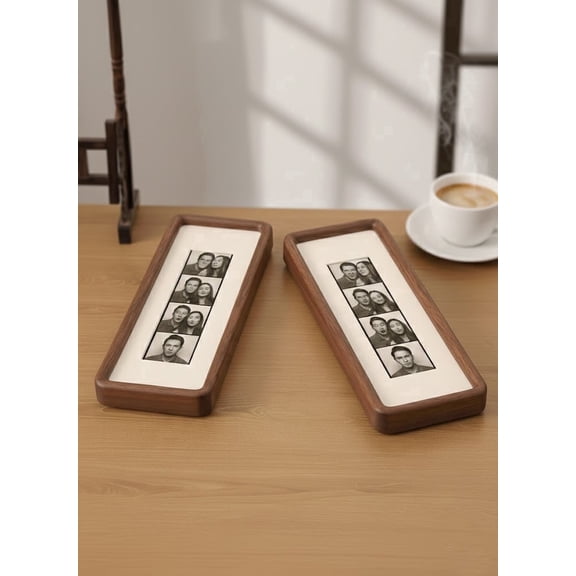 Custom Photobooth Frame, Photo Strip Frame, Walnut Wood Picture Frame, Ready to Hang, Colored Mount, Autophotomat Print Frame