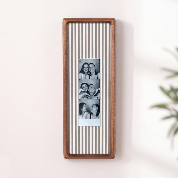 Custom Photobooth Frame, Photo Strip Frame, Walnut Wood Picture Frame, Ready to Hang, Colored Mount, Autophotomat Print Frame