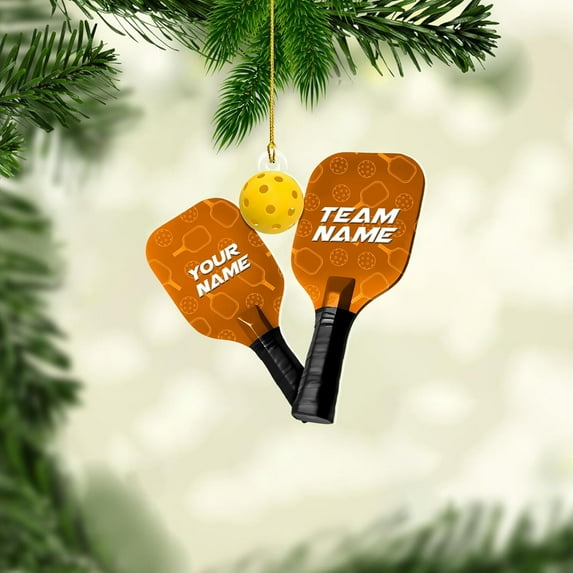 Custom Pickleball Ornament 2025 Pickle Baller Sport Gifts Ornament Pickleball Paddles Ornament 2025 Pickleball Player Gifts Christmas Tree Pickleball Christmas Ornaments 2025 (OPB5) - 3295 (Orange)